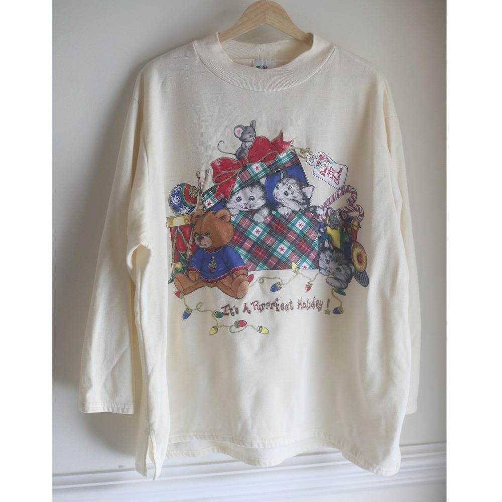 Vintage 90s NutCracker "It's A Purrrfect Holiday" Christmas Sweatshirt - 2X